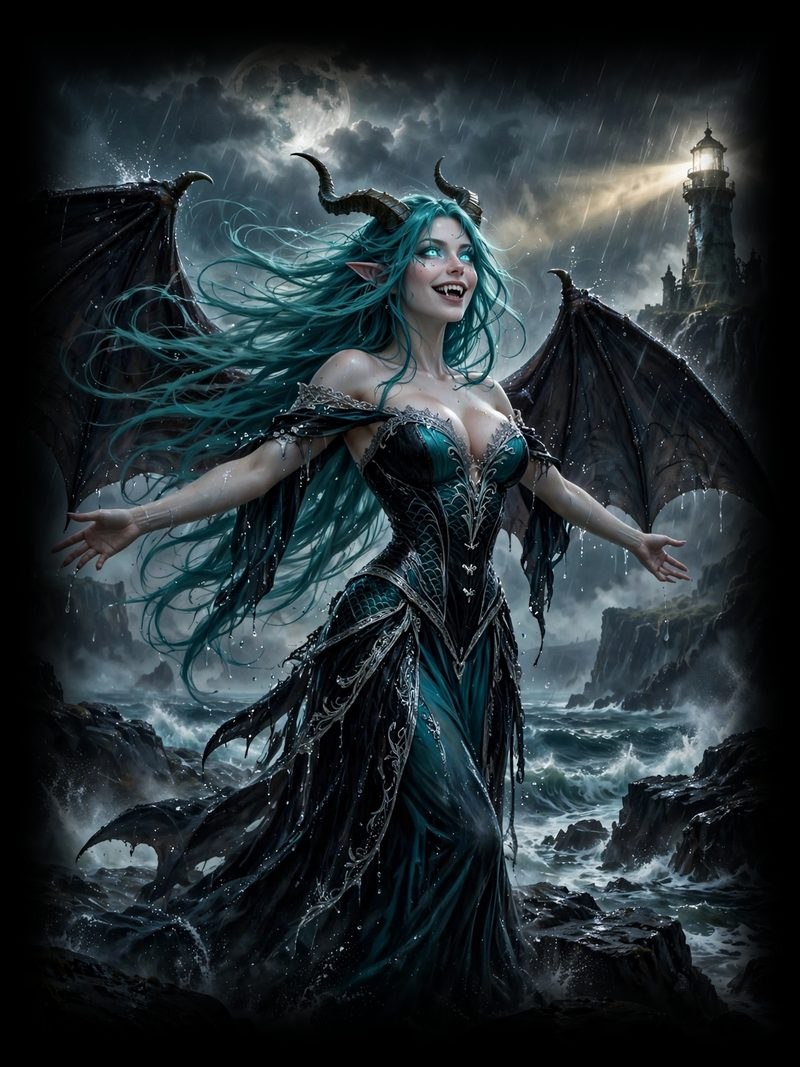 The Lighthouse, The Lighthouse Chapter 1, original dark fantasy artwork from The Succubus Saga by Merci Web Design Studio