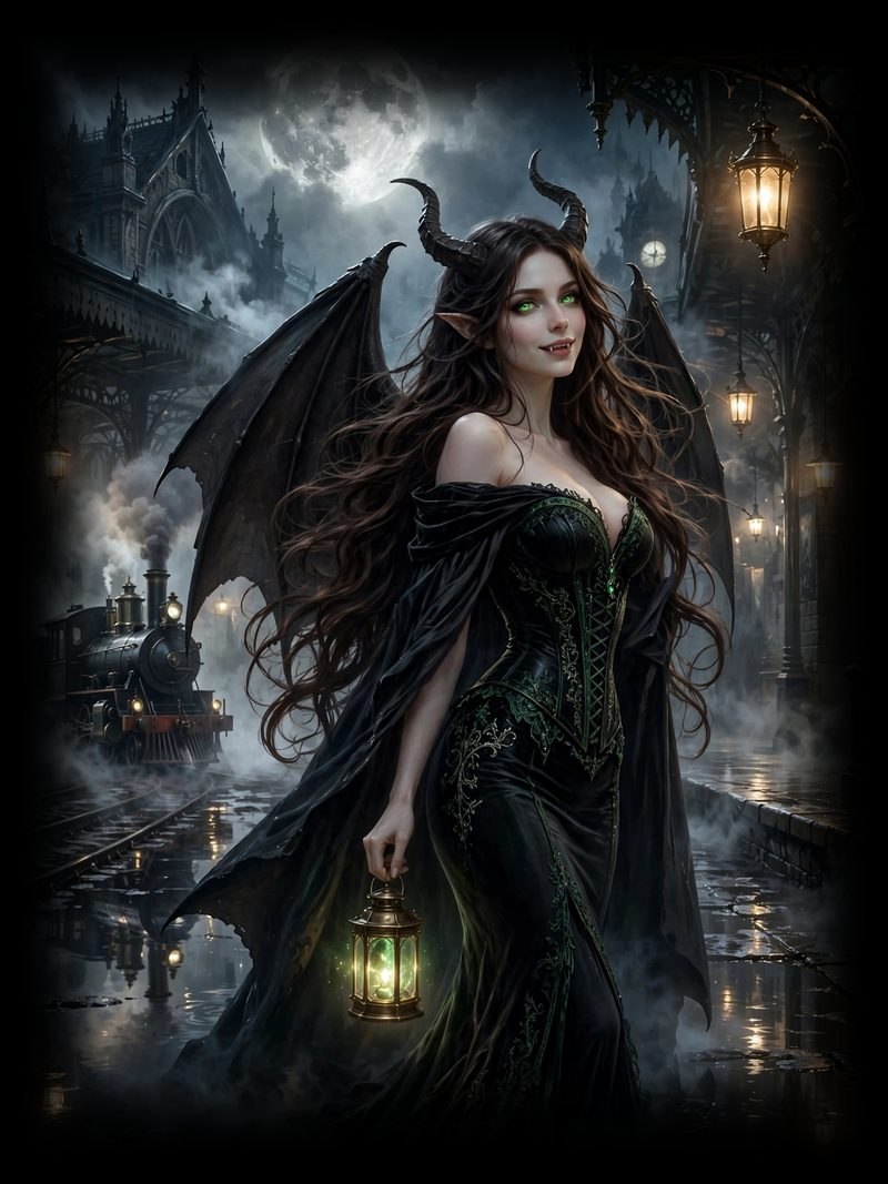 The Last Train, The Last Train Chapter 1, original dark fantasy artwork from The Succubus Saga by Merci Web Design Studio