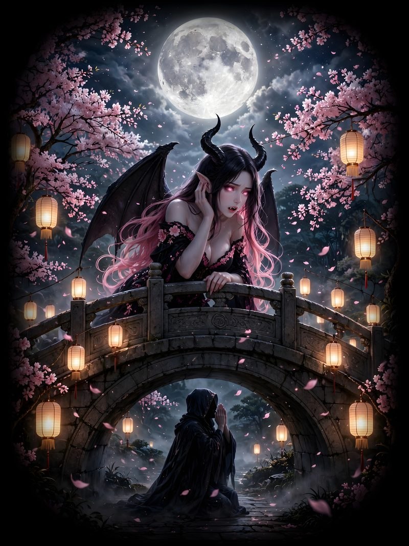 What the Bridge Hears, Night Blossom Chapter 2, original dark fantasy artwork from The Succubus Saga by Merci Web Design Studio