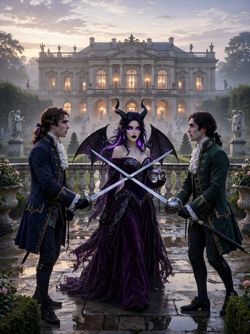 The Duel at Dawn, Sweet Dreams Chapter 5 of 5, original dark fantasy artwork from The Succubus Saga by Merci Web Design Studio