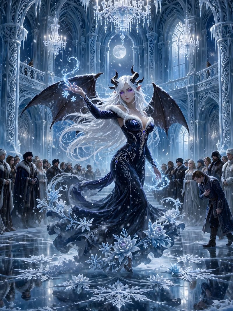 The Frozen Ball, Ice Queen Chapter 2, original dark fantasy artwork from The Succubus Saga by Merci Web Design Studio